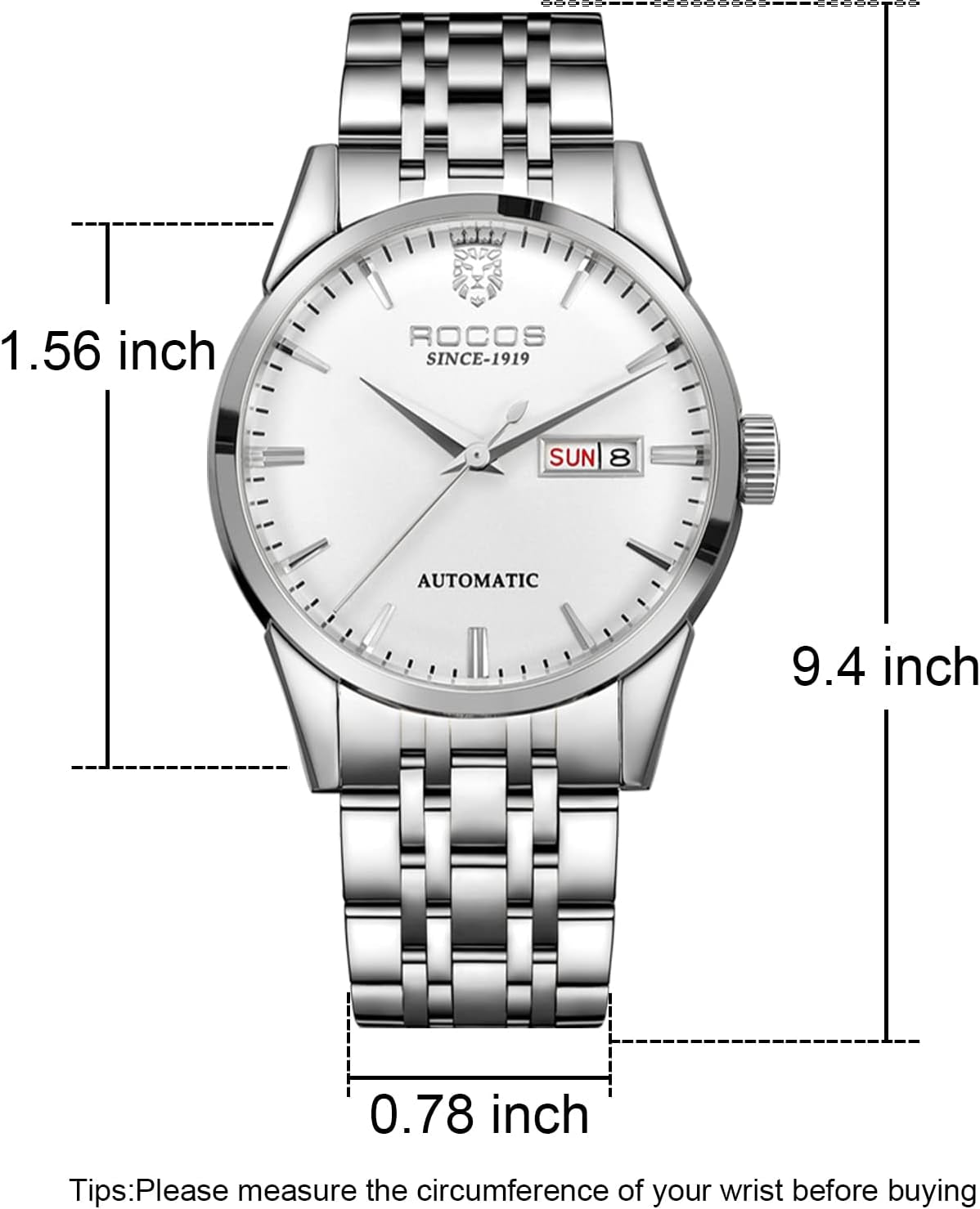 Men'S Wrist Watches Automatic Mechanical Watches Stainless Steel Strap Waterproof Date Fashion Business Wrist Watch for Men R0101G